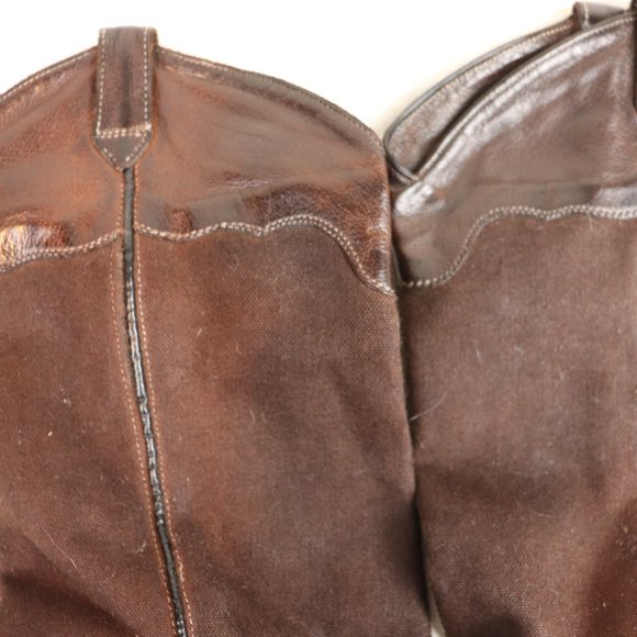 Alberto Fasciani Choco-Brown pull-on leather/fabric combination Western boot - Picture 6 of 9